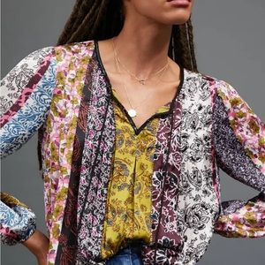 Anthropologie Daniel Rainn Tie Front Blouse Top NWT XS